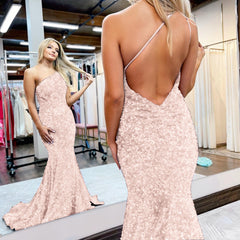 Royal Blue One-Shoulder Mermaid Prom Dress with Sequins