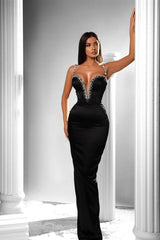 Chic Black Sleeveless Mermaid Prom Dress With Beadings On Sale