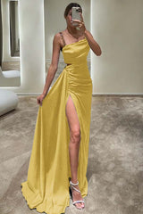 Chic Black Mermaid Prom Dress Pleated Spit Sleeveless
