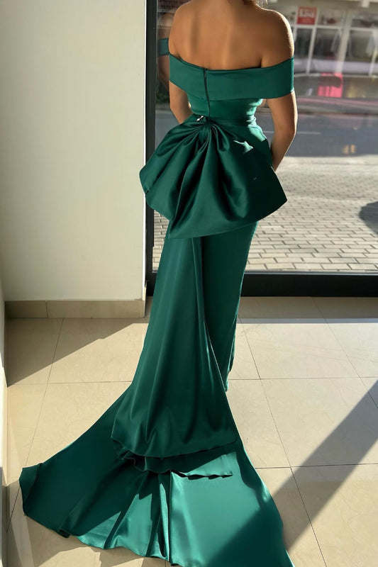 Gorgeous Emerald Green Off-The-Shoulder Mermaid Prom Dress With Ruffle On Sale