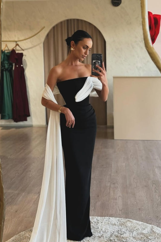 Black Strapless Long Prom Dress Mermaid Sleeveless