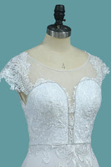Elegant Mermaid Bateau Wedding Gown with Beaded Appliques and Lace
