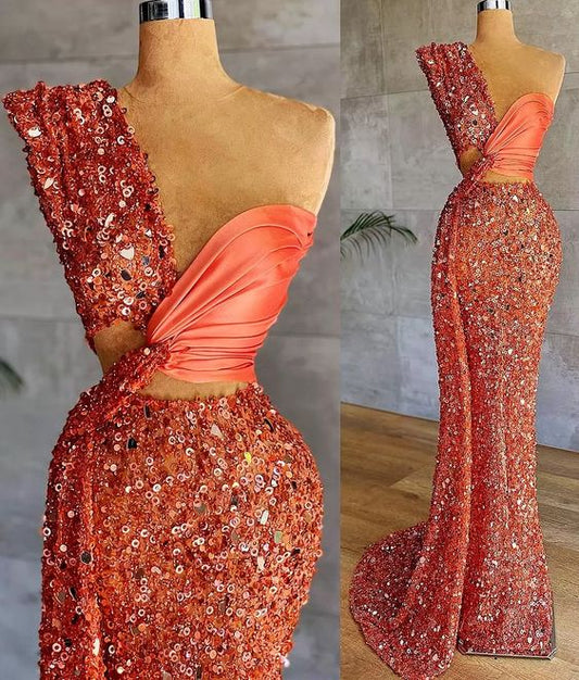 Gorgeous One Shoulder Mermaid Prom Dress With Sequins On Sale