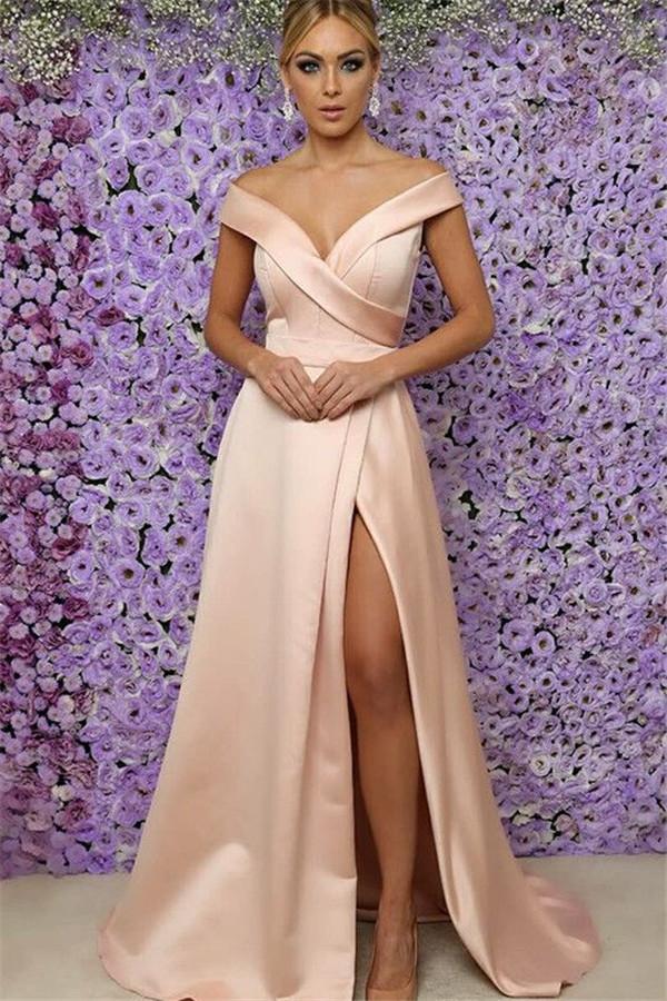 Elegant Off-the-Shoulder Prom Dress Long With Slit On Sale