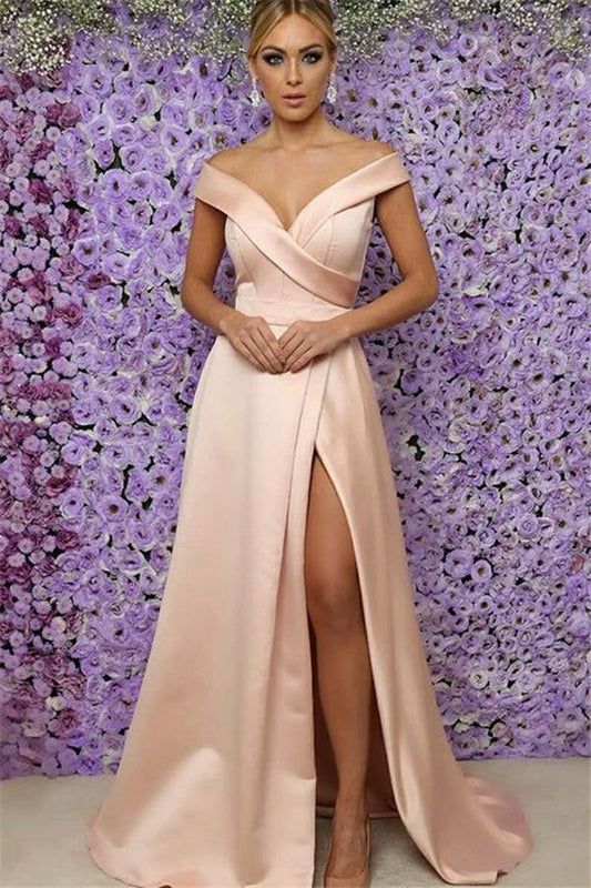 Elegant Off-the-Shoulder Prom Dress Long With Slit On Sale