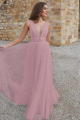 V-Neck Tulle Bridal Gown with Sleeves