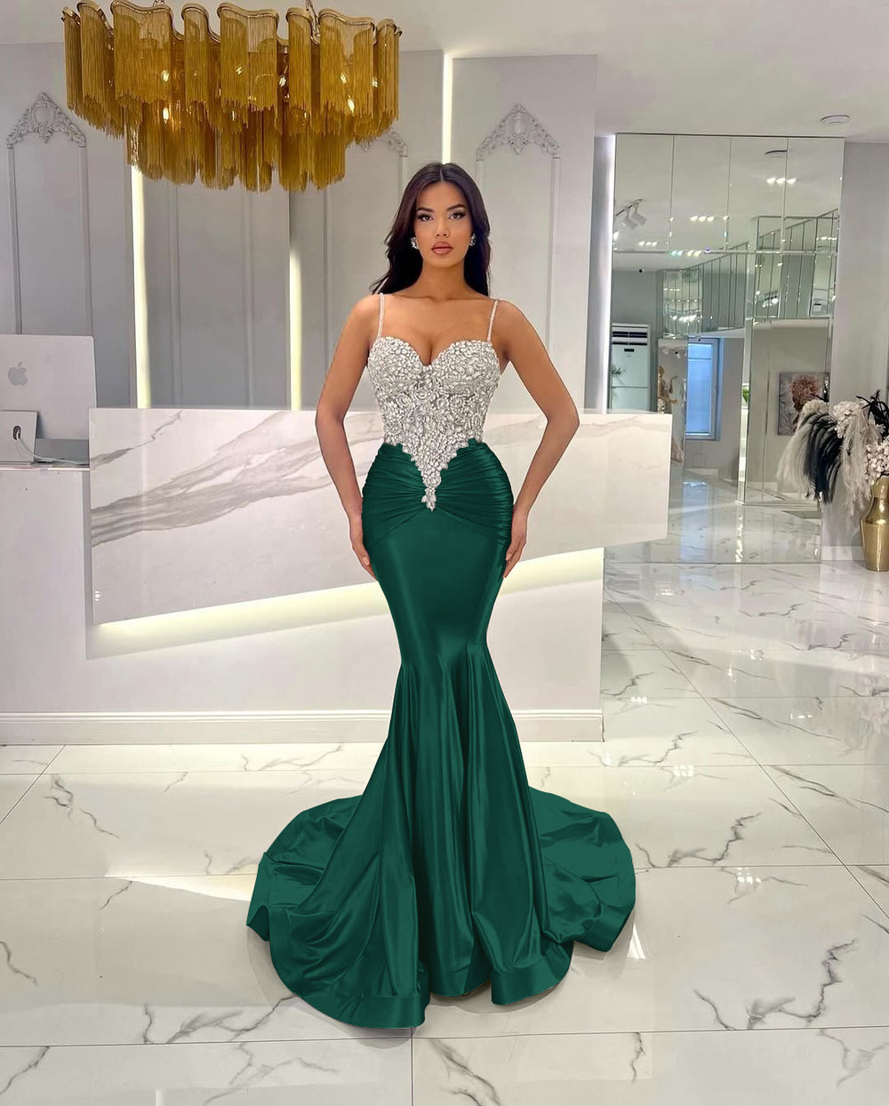 Baby Blue Mermaid Prom Dress Long Sweatheart Sleeveless with Beads