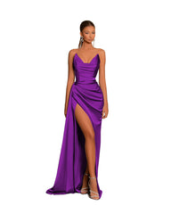 Gorgeous Sweetheart Dusty Blue Prom Dress Mermaid Long Slit With Pleats