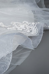 Elegant Cap Sleeve Sheer Tulle Ball Gown Wedding Dress With V-neck Lace
