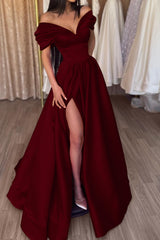  Fuchsia Portrait A-Line Prom Dress with Split