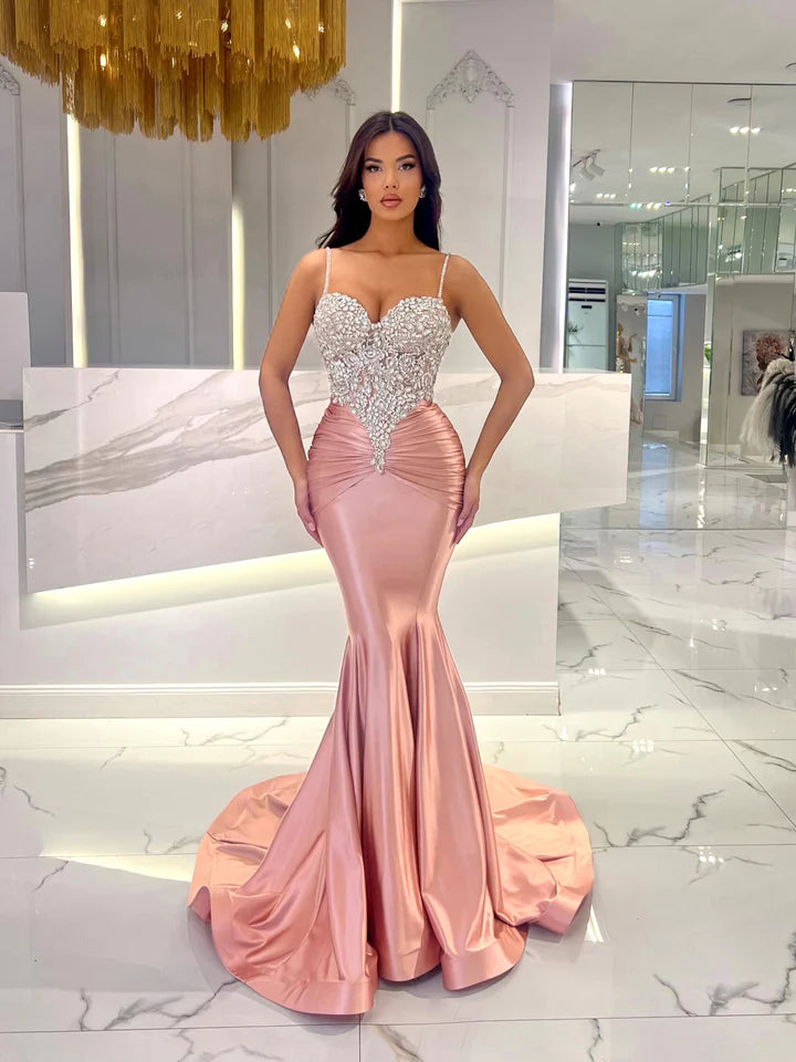 Baby Blue Mermaid Prom Dress Long Sweatheart Sleeveless with Beads