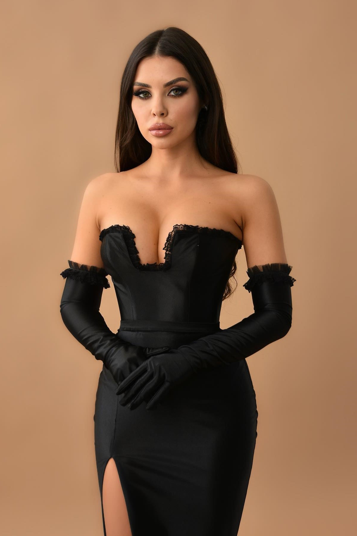 Modern Black Mermaid Prom Dress Lace With Split Corset Back