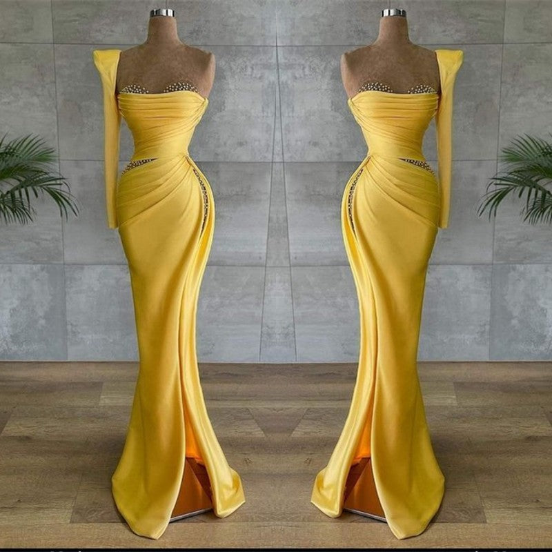 Asymmetrical Prom Dress with Beads