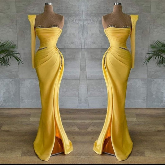 Asymmetrical Prom Dress with Beads