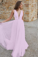 V-Neck Tulle Bridal Gown with Sleeves