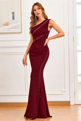 Elegant Mermaid One Shoulder Evening Dress With Beads Online