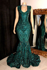 Modern Sleeveless V-Neck Mermaid Prom Dresses Sequins Long Online