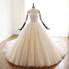 Sweetheart Long Wedding Dress with Modern Sleeves and Tulle Lace Ball Gowns