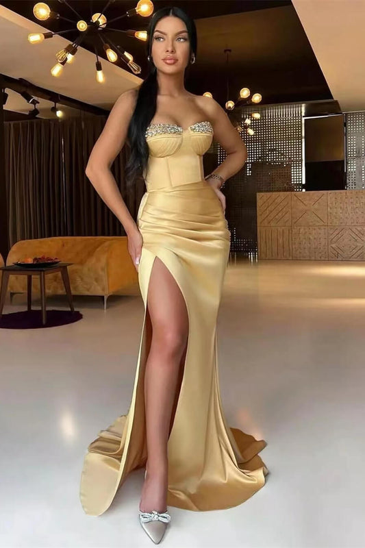 Gorgeous Sweetheart Mermaid Prom Dress Long Split With Beads