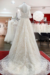 Elegant Sweetheart Tulle Wedding Dress with Long A-line Sleeves and Lace Appliques