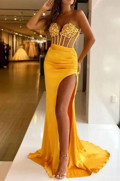 Glorious Mermaid Sequins Prom Dress with Split Sleeveless Online