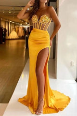 Glorious Mermaid Sequins Prom Dress with Split Sleeveless Online