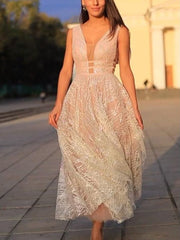 Charming Sleeveless V-Neck Prom Dress Long Sequins Online
