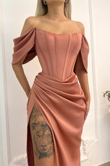 Glorious Off-the-Shoulder Long Prom Dress Mermaid With Slit