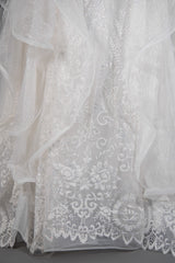 Wedding Ball Gown with Vintage Sequins, Tulle Appliques, and Ruffles
