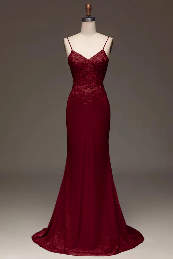 Applique Pink Spaghetti Strap Prom Dress Sleeveless Dress