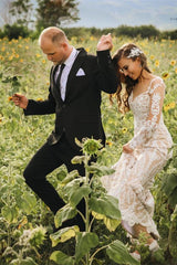 Mermaid Lace Wedding Dress with Long Sleeves for Online Purchase