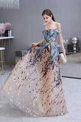 New Arrival Off-the-Shoulder Sequins Prom Dress Long A-Line On Sale