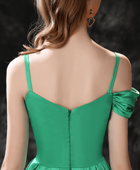 Gorgeous Green Off-the-Shoulder Long Prom Dresses Split With Flower Embrodiary
