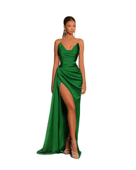 Gorgeous Sweetheart Dusty Blue Prom Dress Mermaid Long Slit With Pleats