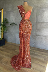 Gorgeous One Shoulder Mermaid Prom Dress With Sequins On Sale