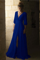 V-Neck Half-Sleeve Bridal Gown