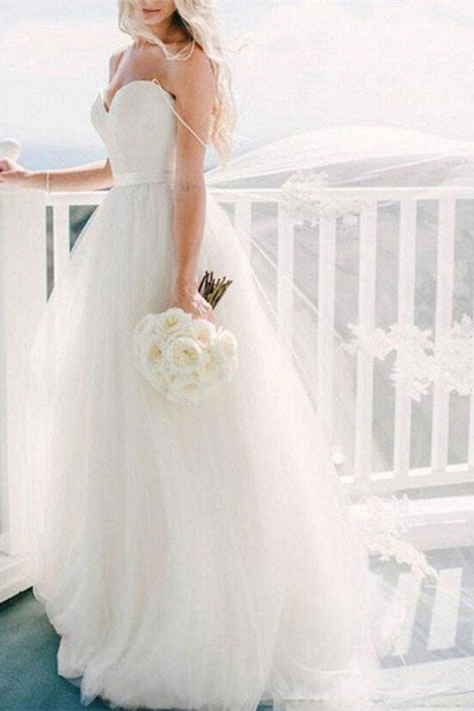 Wedding Dress with Spaghetti-Straps in Tulle