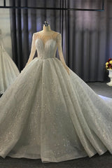 Elegant Bateau Floor-length Ball Gown with Long Sleeves and Ruffles