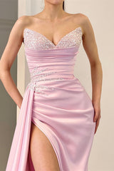 Stunning Sweetheart Sequins Mermaid Prom Dress Slit Long With Ruffles