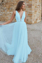 V-Neck Tulle Bridal Gown with Sleeves