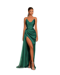 Gorgeous Sweetheart Dusty Blue Prom Dress Mermaid Long Slit With Pleats