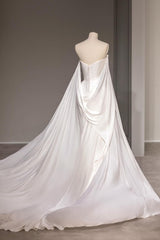White Strapless Long Prom Dress Mermaid Sleeveless with Split