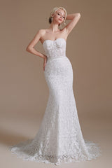 Long Mermaid Sweetheart Wedding Dresses With Detachable Sleeves in Vintage Lace