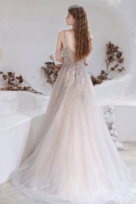 Gorgeous Halter Sleeveless Prom Dress Tulle With Beadings Crystals