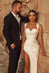 White Sweetheart Mermaid Wedding Gown With a Split