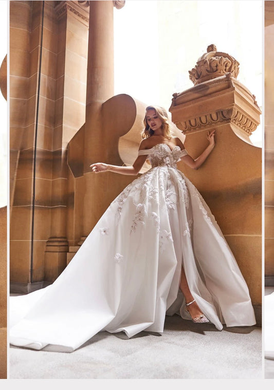 White A-line Long Prom Dress Sequins Beaded Appliques