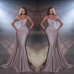 Chic Off-the-Shoulder Mermaid Prom Dress Long Ruffle With Beads