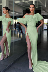 Daffodil Off-the-Shoulder Mermaid Split Evening Dress Sequins