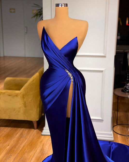 Stunning Royal Blue Sweetheart Slit Prom Dress On Sale