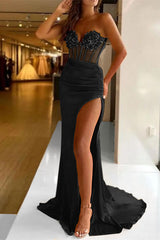 Glorious Mermaid Sequins Prom Dress with Split Sleeveless Online